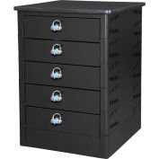 Datum TekStak™ Laptop Storage Locker with Laminate Top, 5 Bays, Hasp Lock, Black