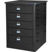 Datum TekStak Laptop Storage Locker with Laminate Top, 5 Bays, Hasp Lock, Black