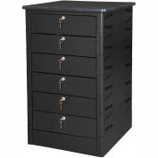 Datum TekStak Laptop Storage Locker with Laminate Top, 6 Bays, Key Lock, Black
