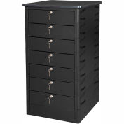 Datum TekStak Laptop Storage Locker with Laminate Top, 7 Bays, Key Lock, Black