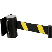 Global Industrial™ Black Wall Mount 79" Black/Yellow Retractable Belt Barrier With Receiver