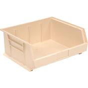 Global Industrial Plastic Stack & Hang Bin, 16-1/2"W x 14-3/4"D x 7"H, Beige - Pkg Qty 6