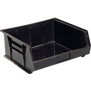 Global Industrial™ Plastic Stack & Hang Bin, 16-1/2"W x 14-3/4"D x 7"H, Noir, qté par paquet : 6