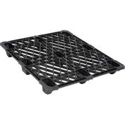 Palette d’expédition nestable Open Deck, plastique, entrée à 4 voies, 48 « x 40 », capuchon statique de 3500 lb, noir