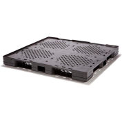 Palette empilable Automotive Lip Open Deck, plastique, 4 voies, 48 « x45 », capuchon Stat de 30000 lb, noir