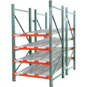 Global Industrial Carton Flow Rack, 4 Levels, SpanTrack Lane, 48"W x 96"D x 96"H