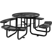 Global Industrial™ 46 » Round Outdoor Steel Picnic Table, Expanded Metal, Black