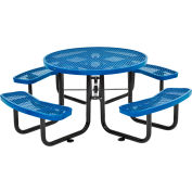 Global Industrial™ 46 » Round Outdoor Steel Picnic Table, Expanded Metal, Blue