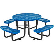 Global Industrial 46" Round Picnic Table, Expanded Metal, Blue
