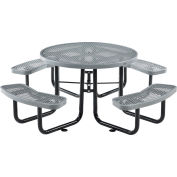 Global Industrial™ 46"Round Outdoor Steel Picnic Table, Expanded Metal, Gray