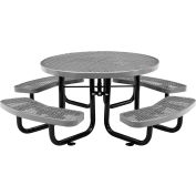 Global Industrial™ 46" Child Size Round Outdoor Steel Picnic Table, Expanded Metal, Gray
