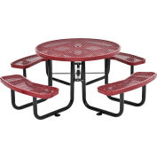 Global Industrial 46" Round Outdoor Steel Picnic Table, Expanded Metal, Red