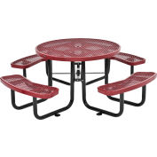 Global Industrial™ 46" Round Picnic Table, Expanded Metal, Red