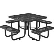 Table de pique-nique carrée™ Industrielle Mondiale de 46 pouces, Métal déployé, Noir