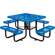 Global Industrial 46" Square Picnic Table, Expanded Metal, Blue