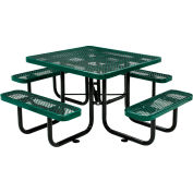 Global Industrial™ 46"Square Outdoor Steel Picnic Table, Expanded Metal, Green