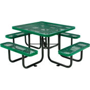 Global Industrial™ 46"Square Outdoor Steel Picnic Table, Expanded Metal, Green
