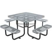 Table de pique-nique carrée™ Industrielle Mondiale de 46 pouces, Métal déployé, Gris