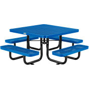 Table de pique-nique pour enfants carrés Global Industrial™ 46 », métal déployé, bleu