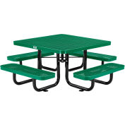 Global Industrial™ 46" Child Size Square Outdoor Steel Picnic Table, Expanded Metal, Green