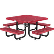 Global Industrial 46" Child's Square Outdoor Steel Picnic Table, Expanded Metal, Red