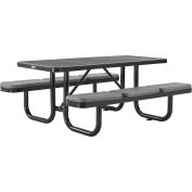 Global Industrial™ 6' Rectangular Picnic Table w/ Seat Cushions, Expanded Metal, Black