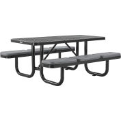 Global Industrial 6' Rectangular Picnic Table w/ Seat Cushions, Expanded Metal, Black