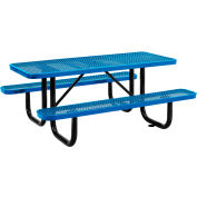 Global Industrial™ 6 pieds rectangulaire table de pique-nique en acier extérieur, métal élargi, bleu