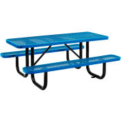 Global Industrial 6' Rectangular Picnic Table, Expanded Metal, Blue