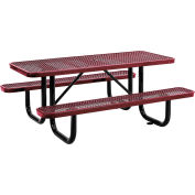 Global Industrial™ 6 ft. Rectangular Outdoor Steel Picnic Table - Expanded Metal - Red