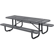Global Industrial 8' Rectangular Picnic Table, Expanded Metal, Gray