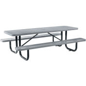 Table de pique-nique rectangulaire Global Industrial™ 8', métal déployé, gris