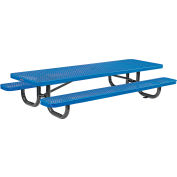 Global Industrial™ Table de pique-nique rectangulaire en acier d’extérieur pour enfants de 8 pieds, métal déployé, bleu