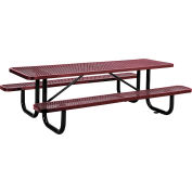 Table de pique-nique rectangulaire Global Industrial™ 8', métal déployé, rouge