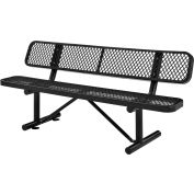 Global Industrial 6' Outdoor Steel Bench w/ Backrest, Expanded Metal, Black