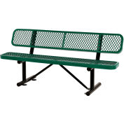 Global Industrial 6' Outdoor Steel Bench w/ Backrest, Expanded Metal, Green