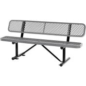Global Industrial™ 6 ft. Outdoor Steel Bench with Backrest - Expanded Metal - Gray