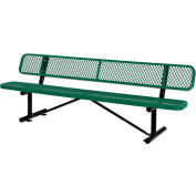 Global Industrial™ 8 pieds Outdoor Steel Bench with Backrest - Expanded Metal - Green