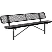 Global Industrial™ 8' Outdoor Steel Bench w / Dossier, Métal déployé, Montage au sol, Noir