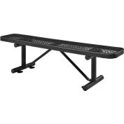 Global Industrial™ 6' Banc plat extérieur en acier, métal déployé, noir