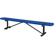 Global Industrial™ 8' Banc plat extérieur en acier, métal déployé, bleu