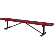 Global Industrial™ 8' Banc plat extérieur en acier, métal déployé, rouge