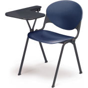 Designer Stacking Arm Chair Desk w/ Left Handed Tablet - Navy Seat & Back
