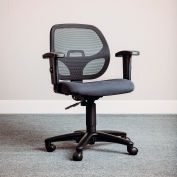 Interion® Mesh Office Chair With Mid Back & Adjustable Arms, Fabric, Gray