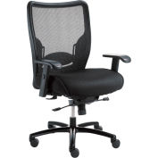 Interion® chaise big & tall mesh avec haut dos et bras réglables, tissu, noir