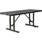 Global Industrial 6' Rectangular Steel Picnic Table, Expanded Metal, Black