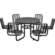 Global Industrial™ 46" Round Picnic Table w/ 6 Seats, Expanded Metal, Black