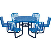 Table de pique-nique ronde Global Industrial™ 46 » avec 6 sièges, métal déployé, bleu