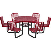 Table de pique-nique ronde Global Industrial™ 46 » avec 6 sièges, métal déployé, rouge