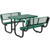 Table de pique-nique rectangulaire Global Industrial™ 4' avec dossiers, métal déployé, vert